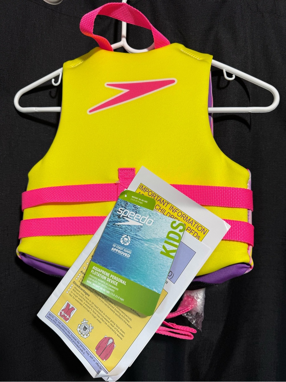 Speedo Pink/Purple Swirl Kids' Life Jacket Vest-Child Swim Safety 33-55 lbs NWT - Picture 6 of 8